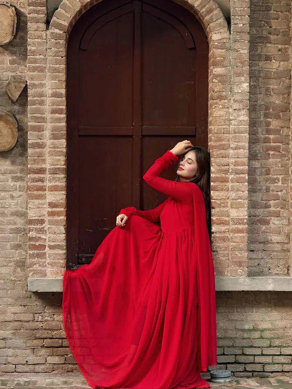 Sham-e-Laal – 3 Piece Chiffon Suit with Chiffon Dupatta