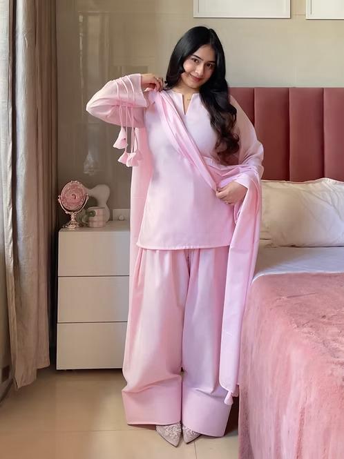 Dream Drape – 3 Piece Cotton Suit with Chiffon Dupatta