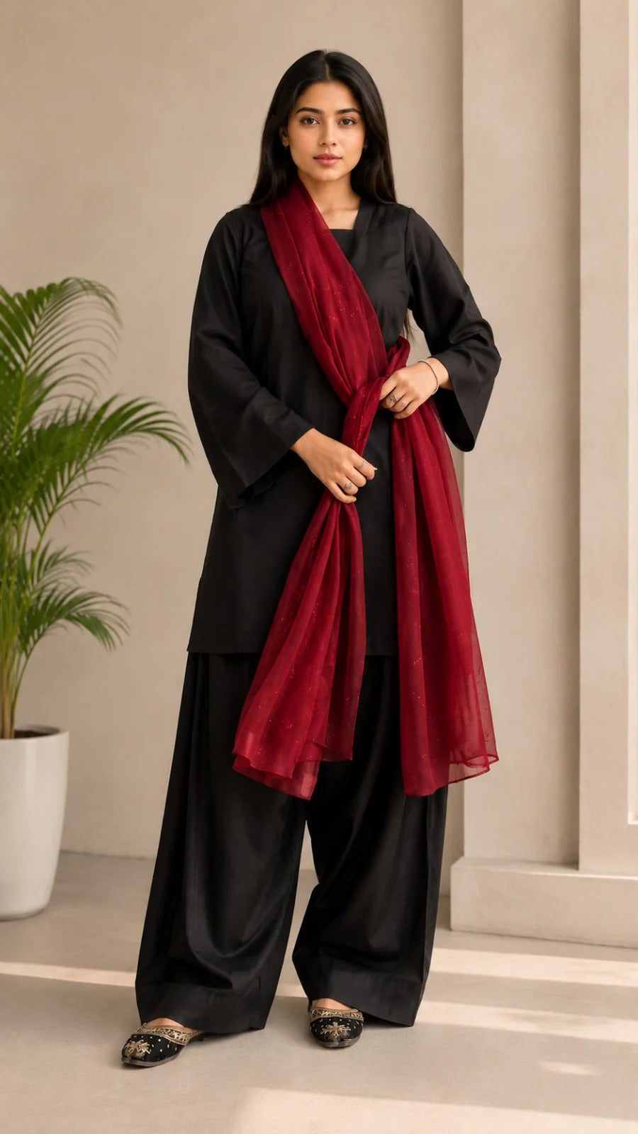 Zarafshan – 3 Piece Cotton Suit with Chiffon Dupatta