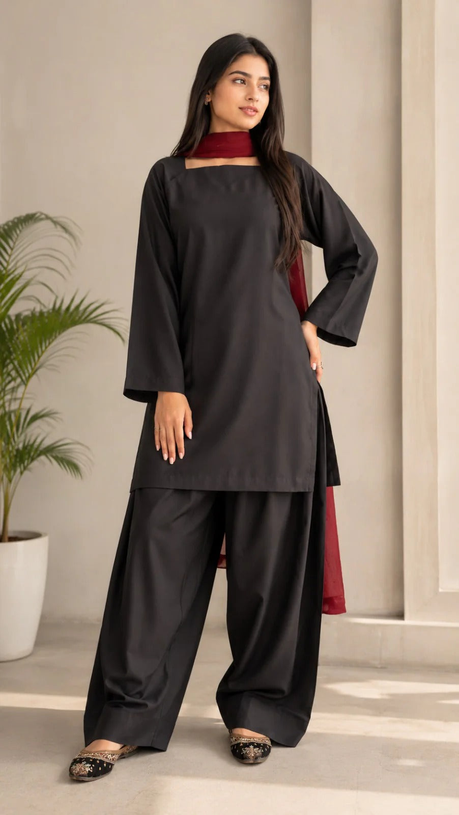 Zarafshan – 3 Piece Cotton Suit with Chiffon Dupatta
