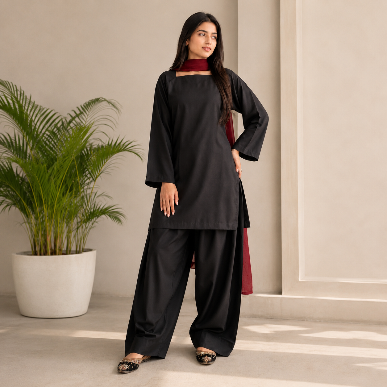 Zarafshan – 3 Piece Cotton Suit with Chiffon Dupatta