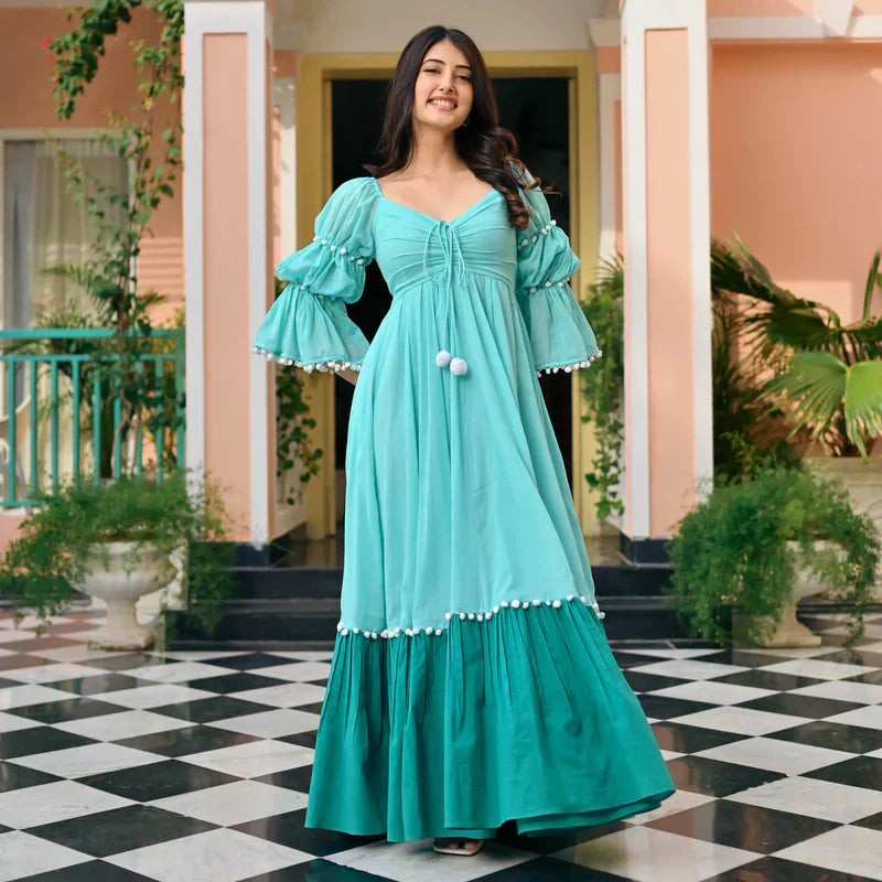 Memooza Wear  | Radiant Bloom Ethnic Maxi
