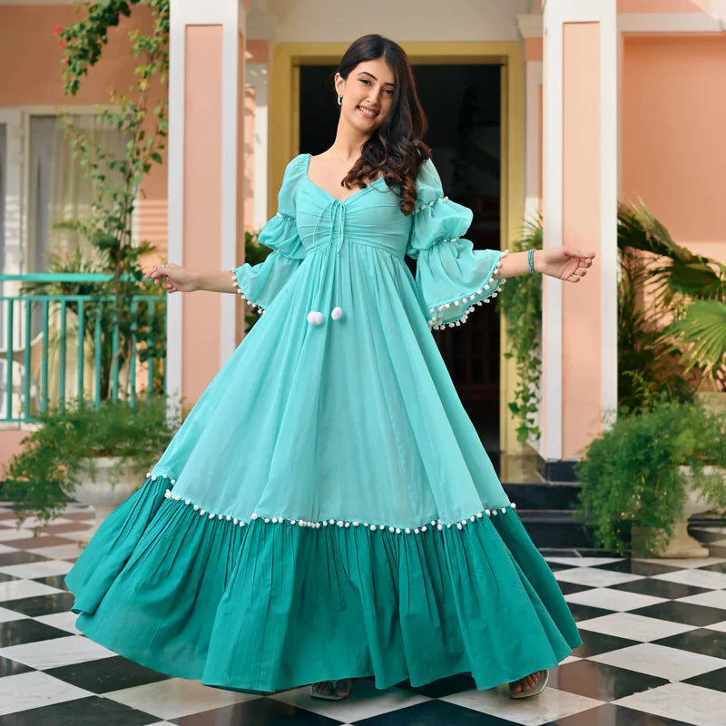 Memooza Wear  | Radiant Bloom Ethnic Maxi