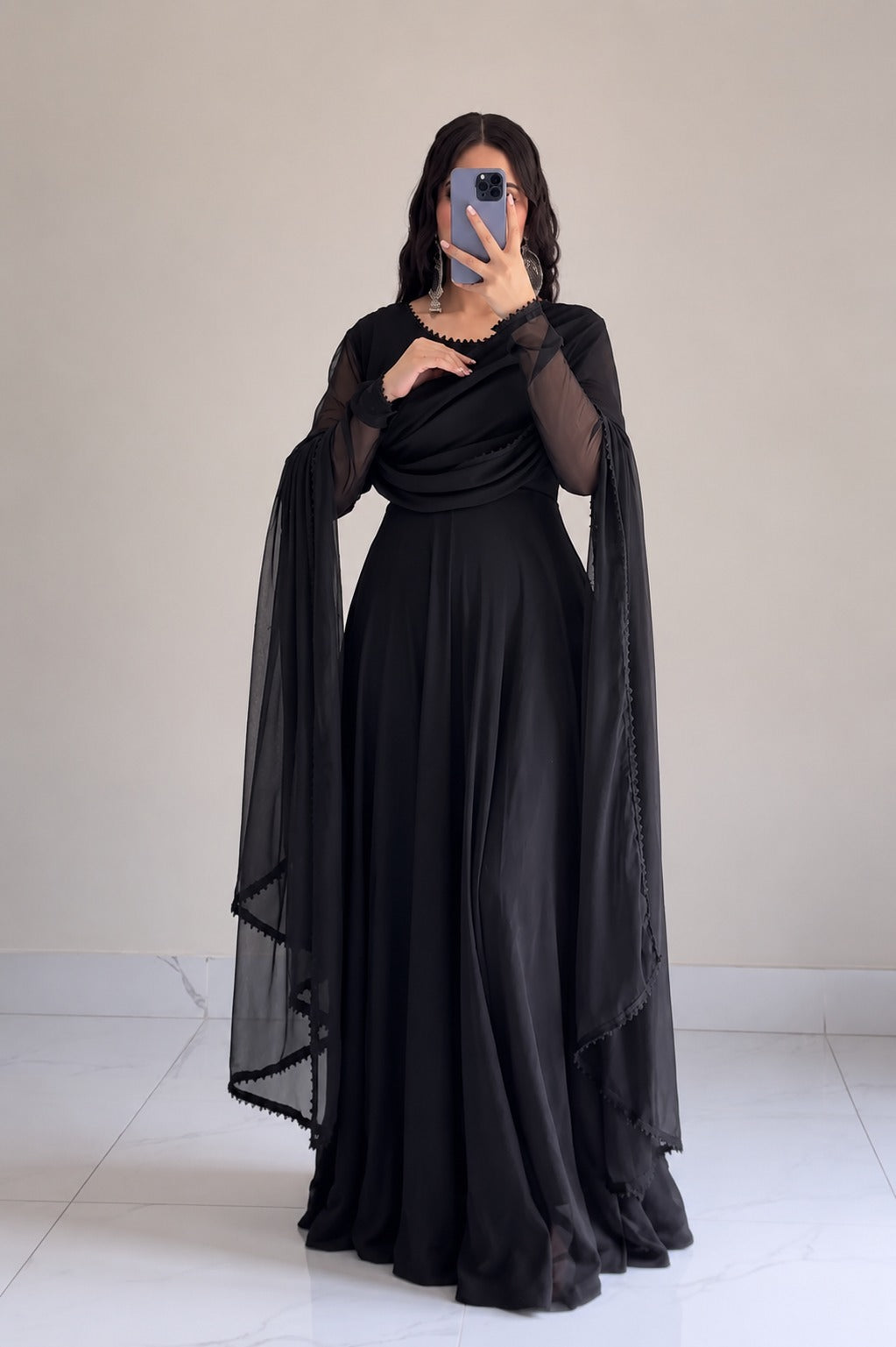 Anarkali – 3 Piece Chiffon Suit with Chiffon Dupatta
