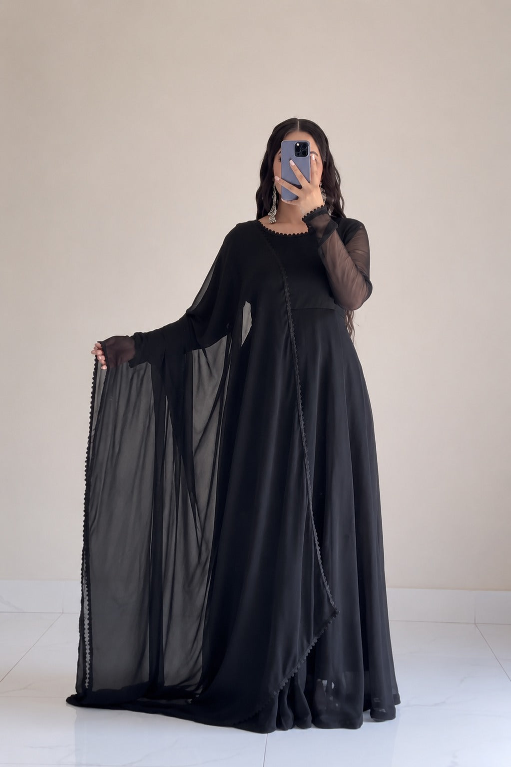 Anarkali – 3 Piece Chiffon Suit with Chiffon Dupatta