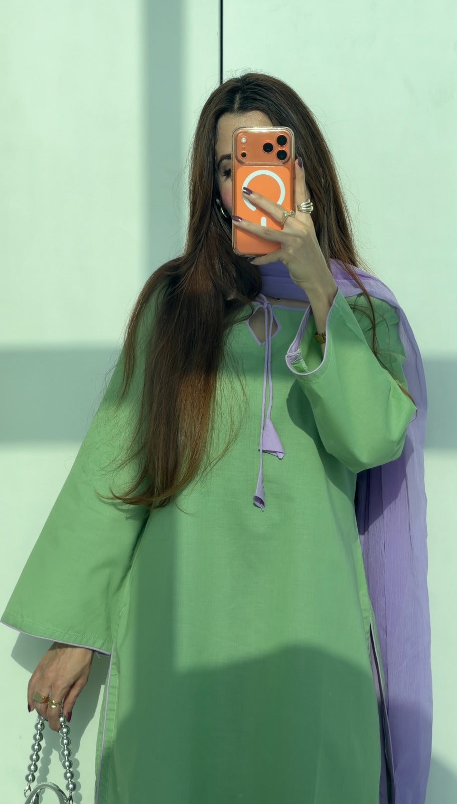 Matcha Bloom – 3 Piece Cotton Suit with Chiffon Dupatta