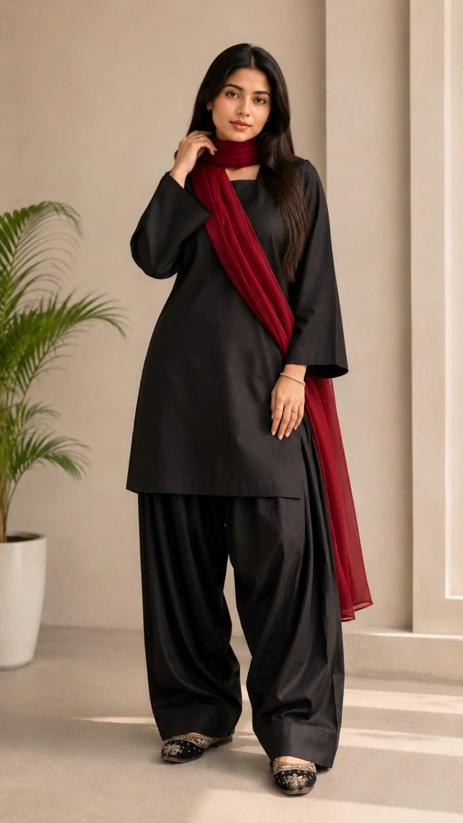 Zarafshan – 3 Piece Cotton Suit with Chiffon Dupatta